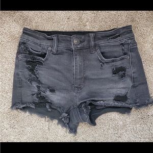 American Eagle Black Distressed Denim Shorts